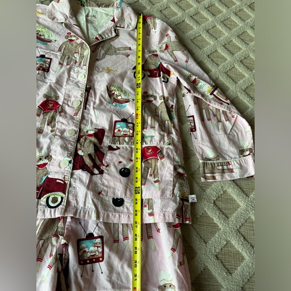 Nick & Nora Pink Sock Monkey Print 2 Piece Pajama Set Size XL Loungewear Casual - Picture 8 of 12